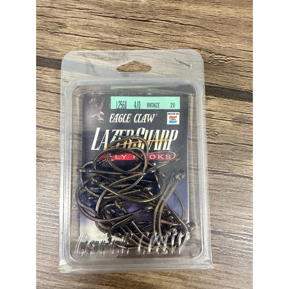 Eagle Claw Lazer Sharp Fly Hooks L256U 4/0 Bronze 20 Count‎ Made in USA